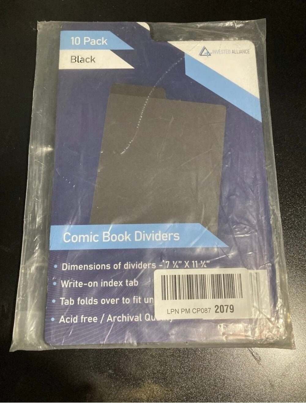 Invested Alliance 10 Pack Comic Book Dividers Black Write-on Index Tab